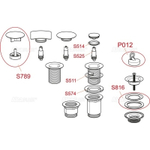 A391 Водослив для умывальника click/clack 5/4", цельнометаллический с малой заглушкой