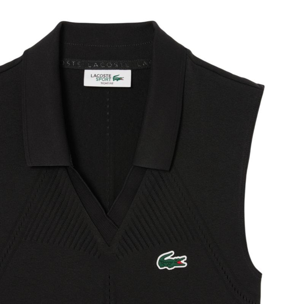 Женское поло Lacoste Sleeveless Stretch Knit Tennis - black/black