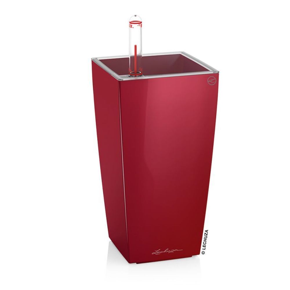 Кашпо Lechuza &quot;Mini Cubico Complete scarlet red high gloss c индикатором уровня воды, 9x9xH18 см