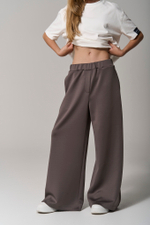 Брюки трикотажные wide leg коричневые