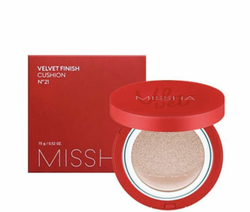 Тональный кушон с матовым финишем. Missha Тон 21 Velvet Finish Cushion SPF50+ PA+++№21 15 гр.