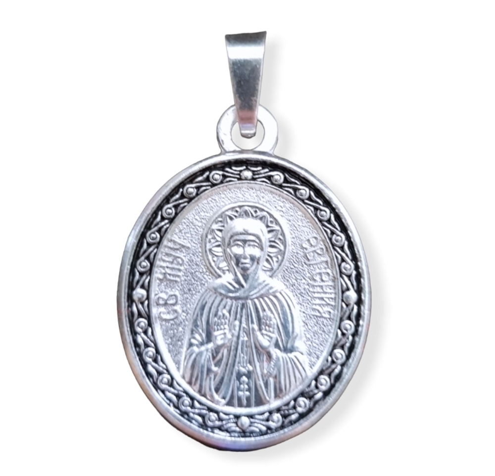 Нательная именная икона святая Евгения с серебрением