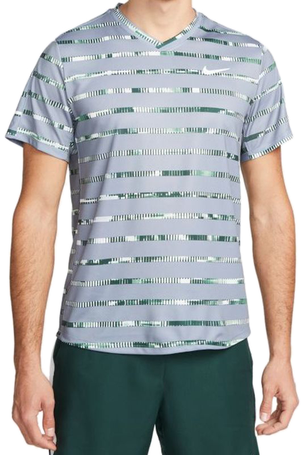 Футболка мужская теннисная Nike Court Dri-Fit Striped Victory Top M - ashen slate/white