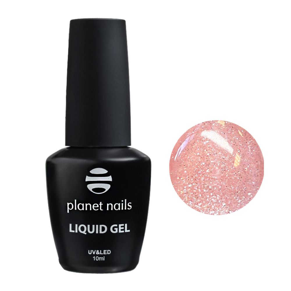 Planet Nails LIQUID GEL Peach Glitter 11360 моделирующий гель, 10 мл