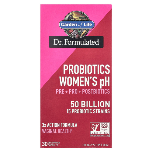 Garden of Life, Пробиотики для женщин, pH, 50 млрд, 30 вегетарианских капсул