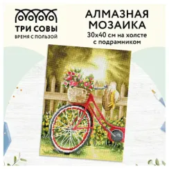 Almaz qaşlarla mozaika \ Алмазная мозаика \ Diamond painting ТРИ СОВЫ "Солнечный день", 30*40см, холст на деревянном подрамнике, картонная короб