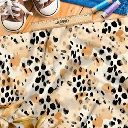 Ткань премиум шелк искусственный Армани черные пятна на розовом