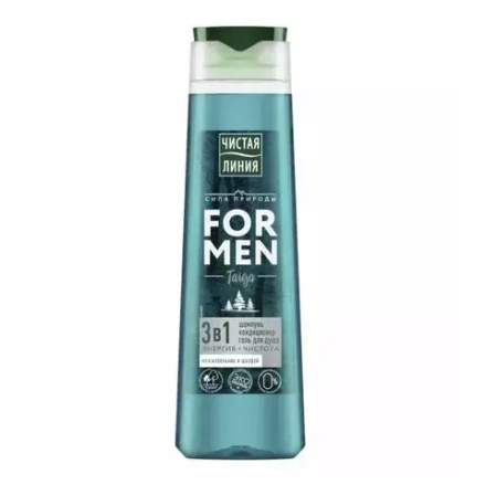 Шампунь для волос Чистая линия For Men 3 в 1 «Энергия и чистота», комплексный уход, 400 мл