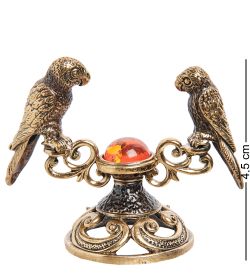 Народные промыслы AM-3167 Фигурка «Попугаи Лоро парк» (латунь, янтарь)
