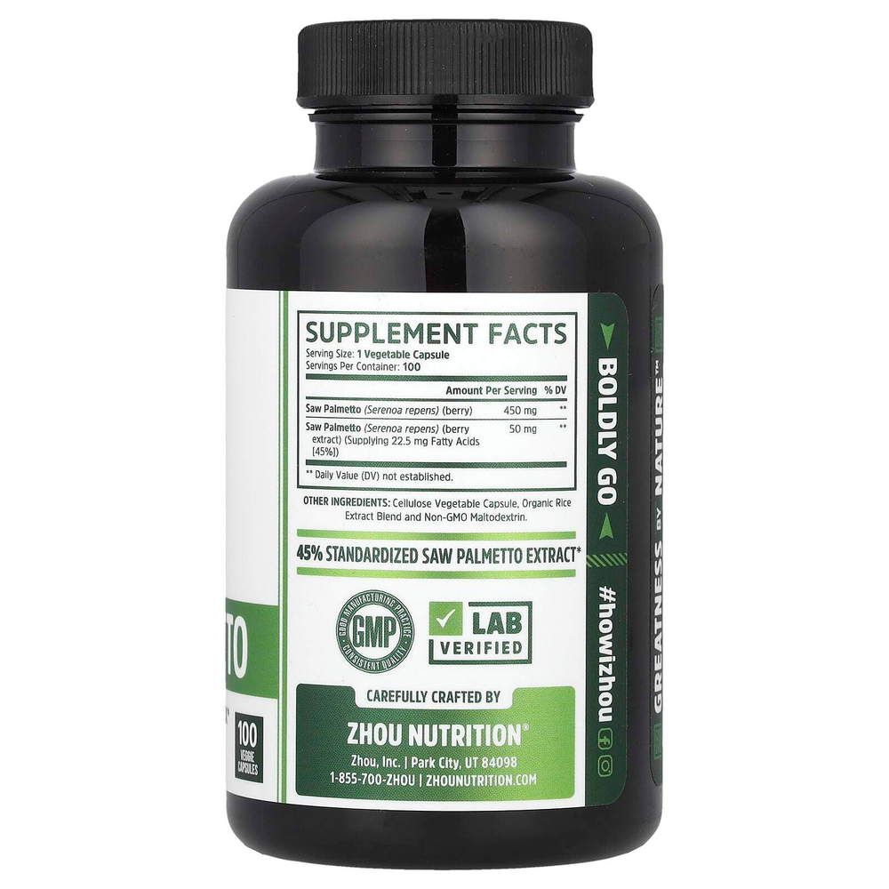 Zhou Nutrition, Сереноя, комплекс для здоровья простаты, 100 капсул