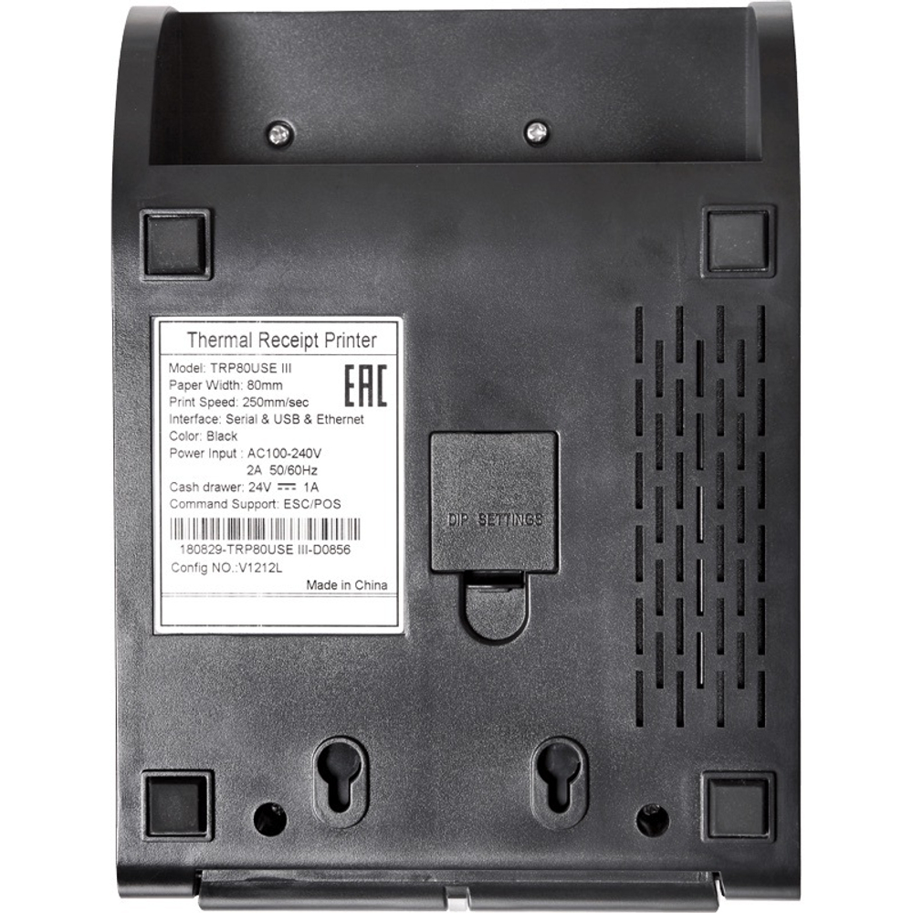 Чековый принтер TRP80USE III (80 мм, 250 мм/сек, USB, RS, Ethernet, автоотрез, звонок, черный) c БП.