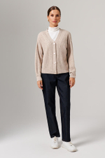 1908 Кардиган женский (серо-бежевый меланж)