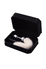 Анальная втулка маленькая с белым хвостом 8,5 см