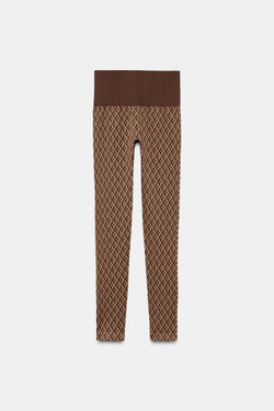 ZARA ТЕРМОЛЕГГИНСЫ С КОНТРАСТНЫМ УЗОРОМ SKI COLLECTION, ТАБАЧНЫЙ