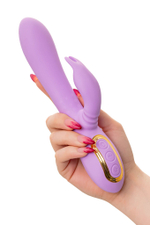 Фиолетовый вибратор-кролик с вращающимся клиторальным стимулятором Jammy - 22,5 см. (Цвет: фиолетовый)