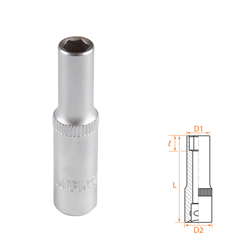 AFFIX (AF00120006) Головка торцевая глубокая шестигранная 1/4", 6 мм