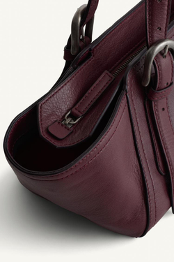 ZARA КОЖАНАЯ СУМКА С ПЛЕЧЕВЫМ РЕМНЕМ, БОРДОВЫЙ/КРАСНЫЙ