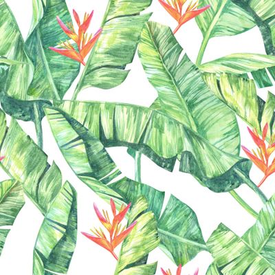 Летний тропический узор с листьями зелеными