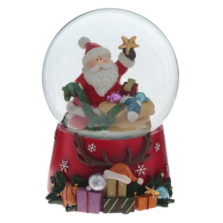 GAEM Фигурка декор в стекл шаре "Дед Мороз" (муз с ключ), D10 см, L10 W10 H14 см