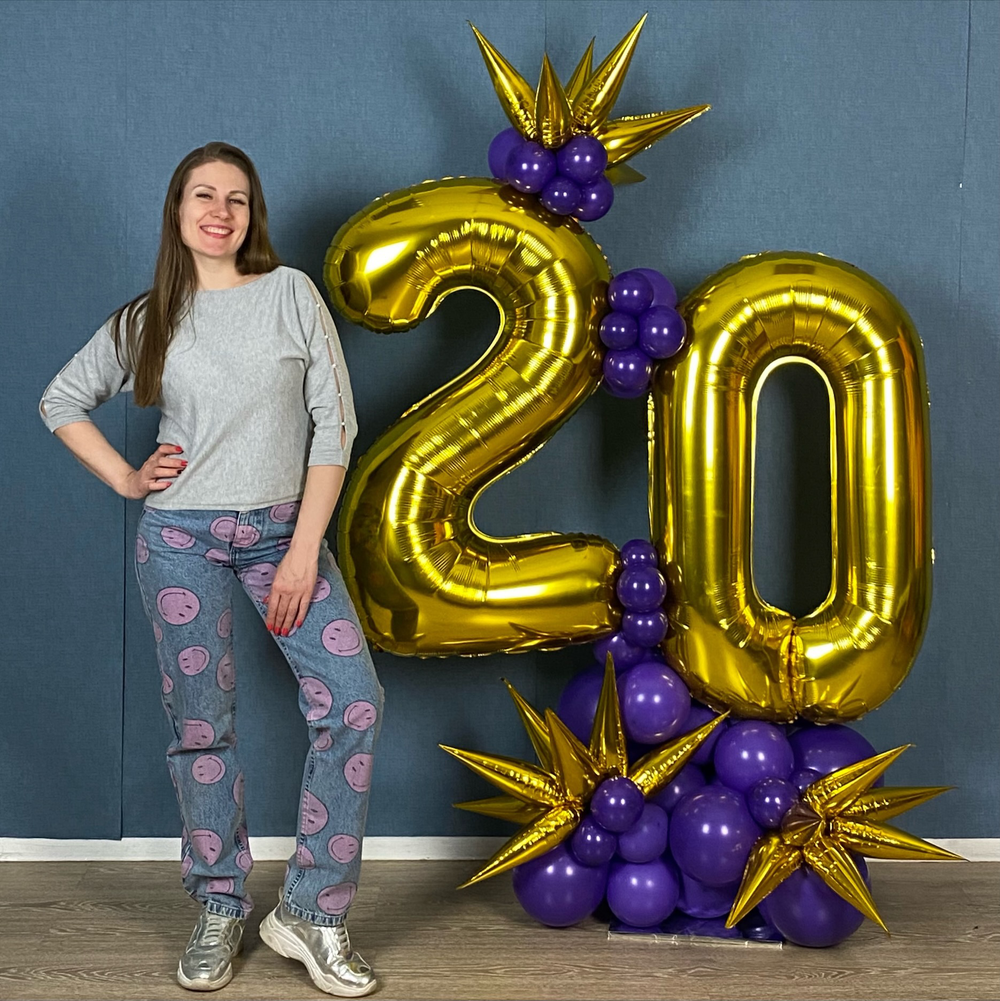 Шар (26"/66 см) Фигура, Звезда составная, Золото