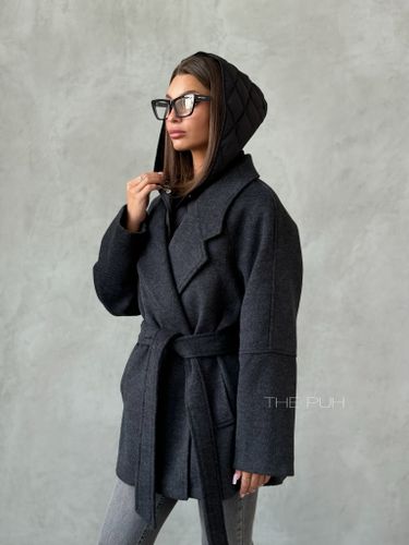 Графитовое шерстяное пальто с утепленным жилетом