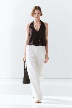Massimo Dutti Брюки из 100% льна с защипами, белый