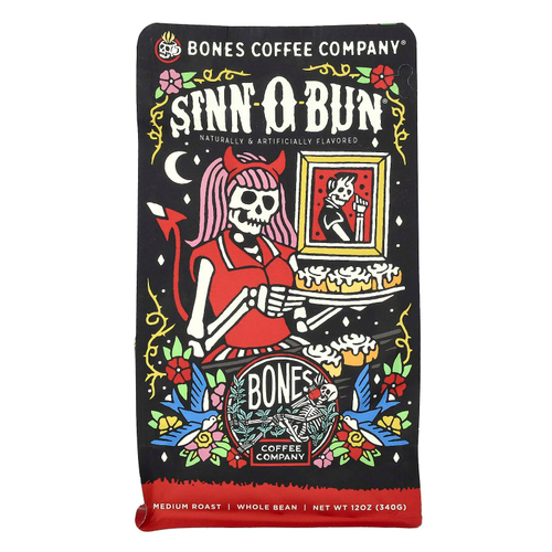 Bones Coffee Company, Sinn-O-Bun, цельная фасоль, средняя обжарка, 340 г (12 унций)