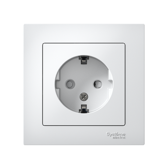 Розетка 1-м СП AtlasDesign 16А IP20 с заземл. защ. шторки в сборе бел. SE ATN000144