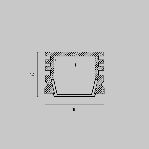 Алюминиевый профиль Maytoni накладной 16×12 (Серебро, 2 м), ALM005S-2M