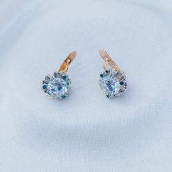 "Дурман" серьги в золотом покрытии из коллекции "Леди" от Jenavi с английским замком