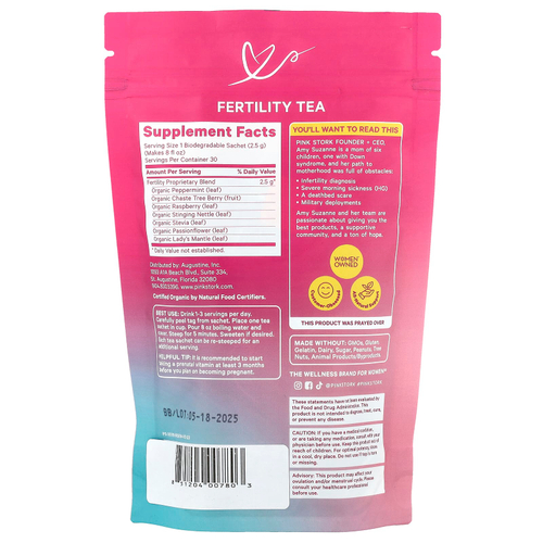 Pink Stork, Fertility Tea, сладкая мята, 15 пакетиков, 37,5 г (1,3 унции)
