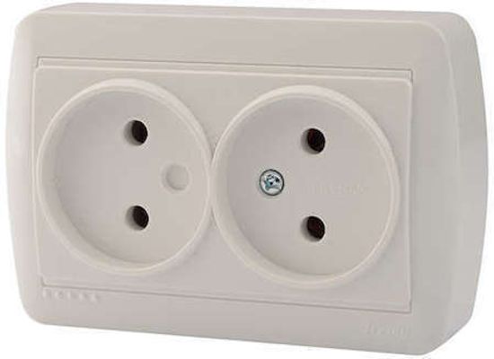 Розетка LEZARD DEMET 2-местная о/п б/з бел. 16А 250В