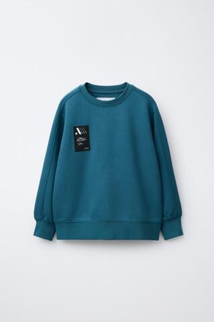 ZARA СПОРТИВНАЯ ТОЛСТОВКА С ЛОГОТИПОМ, ЯРКО-СИНИЙ
