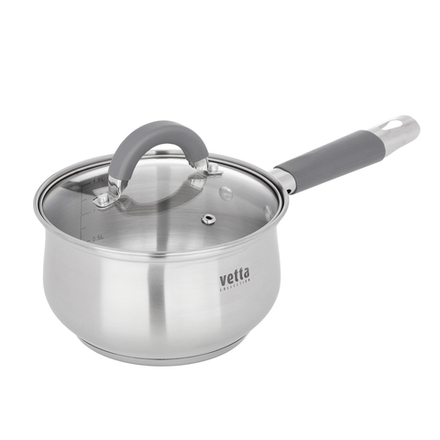 VETTA Вена Ковш 16х9,5 см, объем 1,9 л, со стеклянной крышкой, индукция