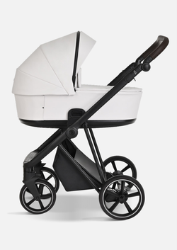 Roan Коляска 2 в 1 Sol Leather White Black Тем.коричневый