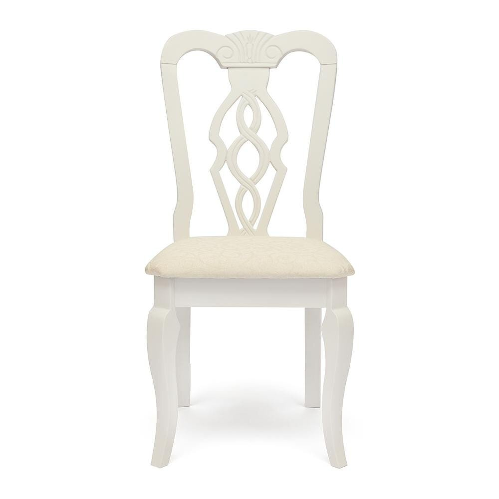 Стул - Афродита/ Aphrodite дерево гевея, 46х54х99см, butter white, ткань кремовая с рисунком (3321)