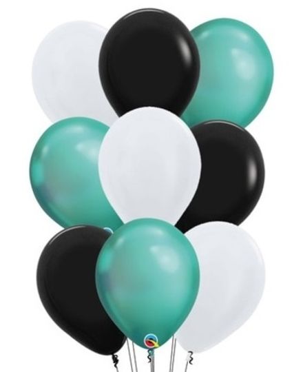 Фонтан шаров "Бирюзовый и черный"