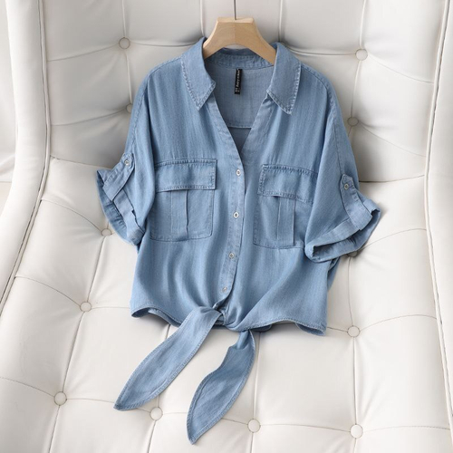 Тонкая джинсовая рубашка