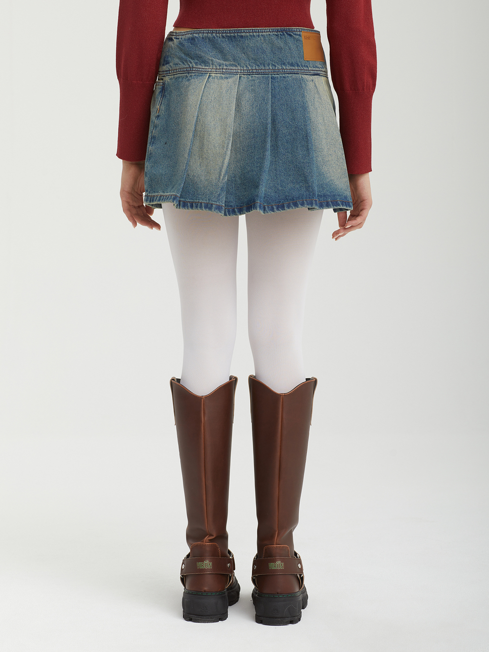 Юбка Low-waist Unblalnce Denim Pleats Mini
