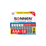 Батарейка ААА SONNEN Alkaline, алкалиновые, 10шт. 451089