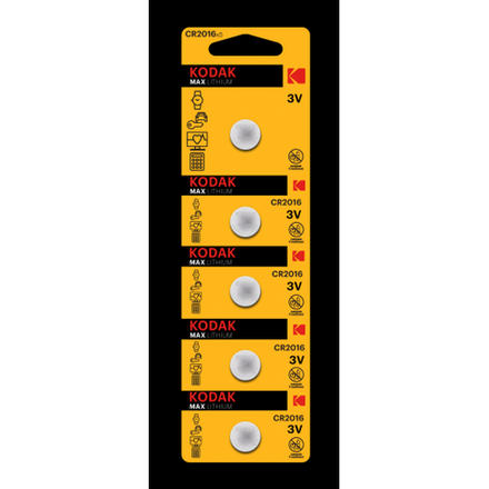 Батарейки Kodak CR2016-5BL MAX Lithium