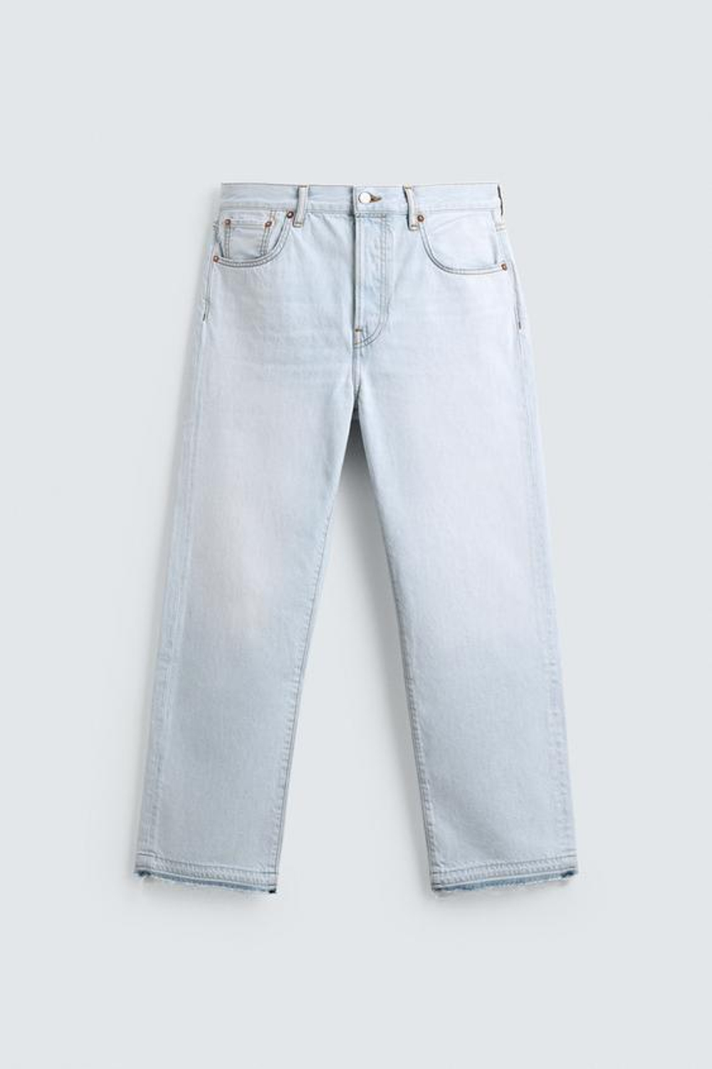 ZARA ДЖИНСЫ STRAIGHT ДЛИНОЙ ДО ЩИКОЛОТКИ, ГОЛУБОЙ