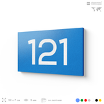 Номер на дверь 121, табличка на дверь для офиса, квартиры, кабинета, аудитории, склада, голубой 120х70 мм, Айдентика Технолоджи