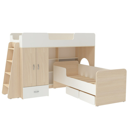 Двухъярусная кровать КарИВи Л-3.11  Дуб Молочный Белый