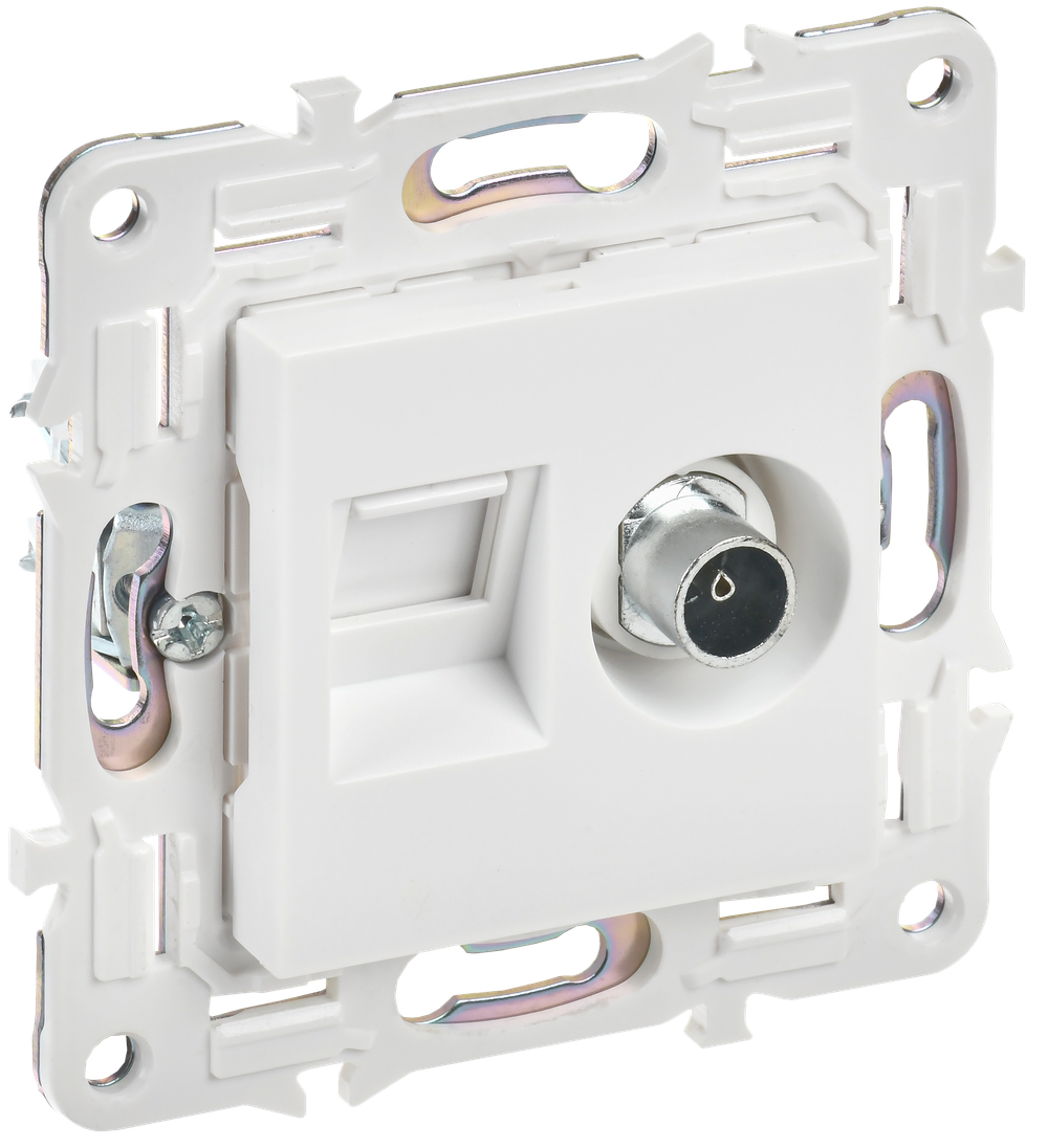 SKANDY Розетка двойная TV+RJ45 кат.6 SK-A15W арктический белый IEK