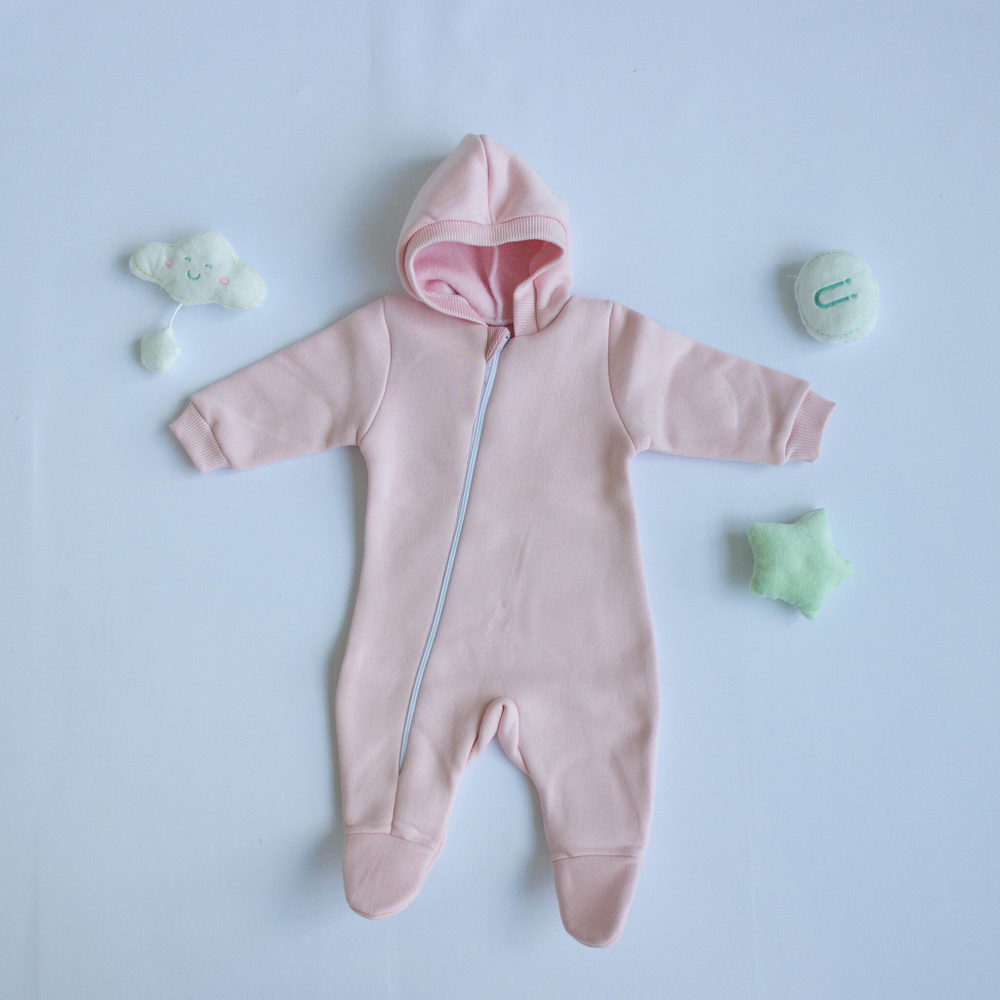 Комбинезон с молнией (капюшон, манжеты, закрытые ножки) для малышей