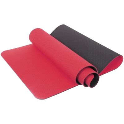 Коврик для йоги 6 мм 183х61 см «Sports time» перфорированный (ТРЕ), розовый/серый