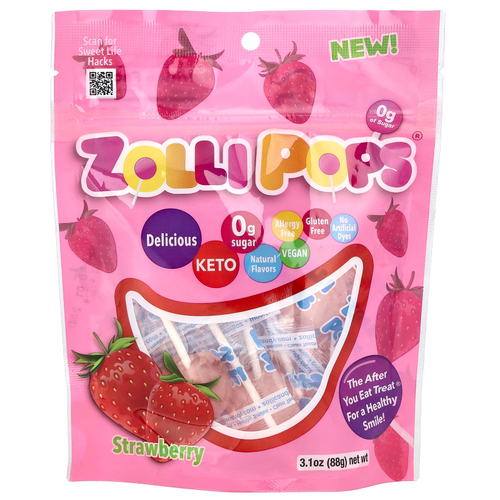Zollipops, The Clean Teeth Pops, ZolliPops, леденцы с клубничным вкусом, 15 шт., 88 г (3,1 унции)