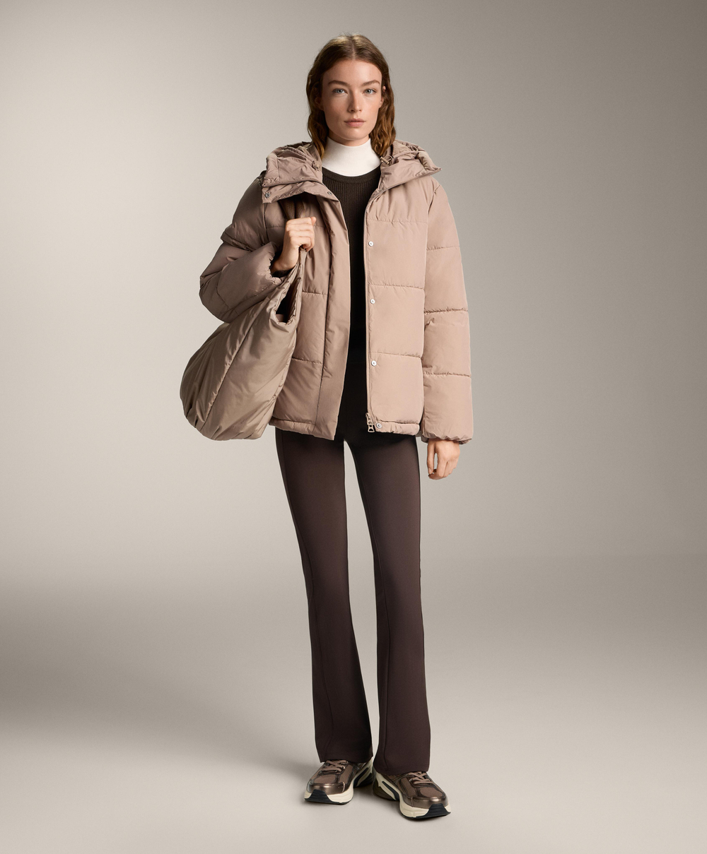 OYSHO Теплые расклешенные брюки с высокой посадкой и карманами, коричневый