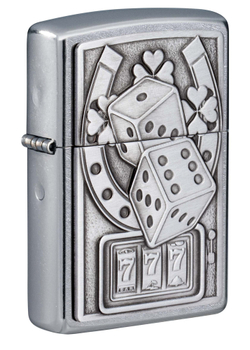 Зажигалка Zippo Lucky 7 с покрытием Street Chrome, латунь/сталь, серебристая, 38x13x57 мм